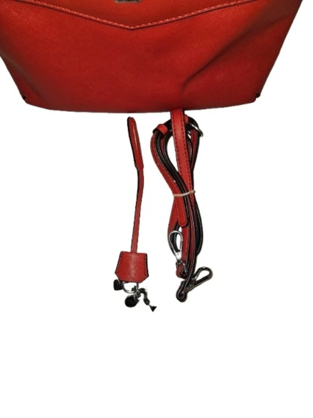 GUESS Red Saffiano Dome Satchel Crossbody Top Handle Purse Structured Bag